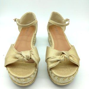 Bamboo Infinity Knot Metallic Platform Espadrille